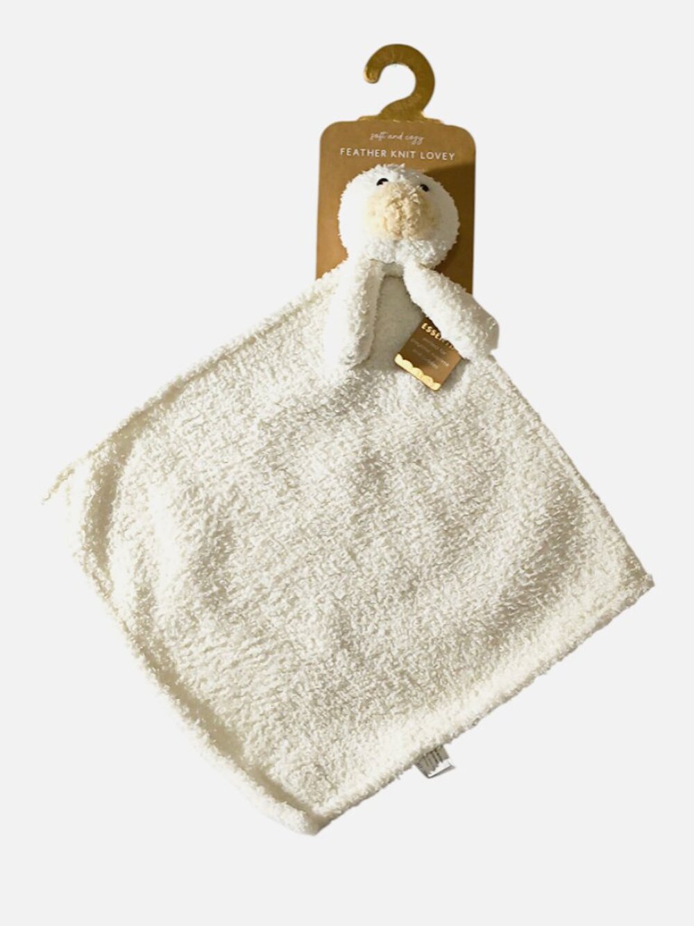 Levi And Emmie Ivory Goose Feather Knit Soft Lovey Security Blanket 16"X14" NEW